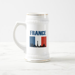 France Travel - Paris City Skyline Franse vlag Bierpul