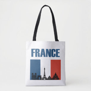 France Travel - Paris City Skyline Franse vlag Draagtas