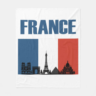 France Travel - Paris City Skyline Franse vlag Fleece Deken