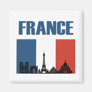 France Travel - Paris City Skyline Franse vlag Magneet