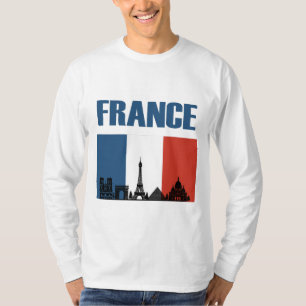 France Travel - Paris City Skyline Franse vlag T-shirt