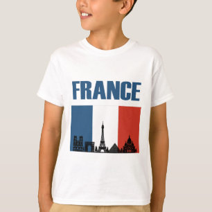 France Travel - Paris City Skyline Franse vlag T-shirt
