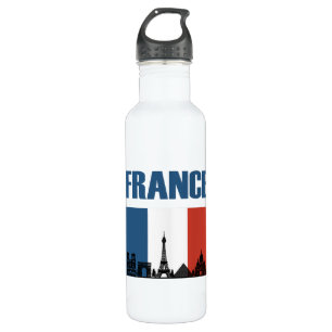 France Travel - Paris City Skyline Franse vlag Waterfles