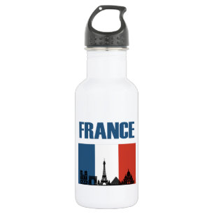 France Travel - Paris City Skyline Franse vlag Waterfles