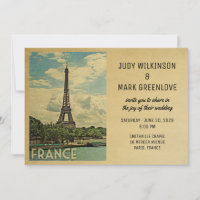 France Wedding Invitation Paris Eiffel Tower