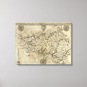 FrancePanoramic MapFrance Canvas Afdruk