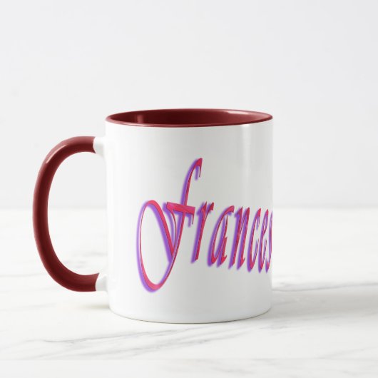 Frances, Nom Logo, Maroon Combo Coffee Mug (Gauche)