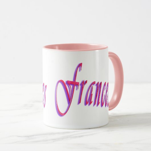 Frances, nom logo, tasse à café combo rose (Devant droit)