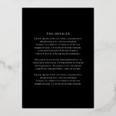 Francesca Black Classic Wedding Folie Uitnodiging (Achterkant)