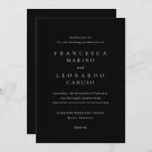 Francesca Black Classic Wedding Kaart (Voorkant / Achterkant)