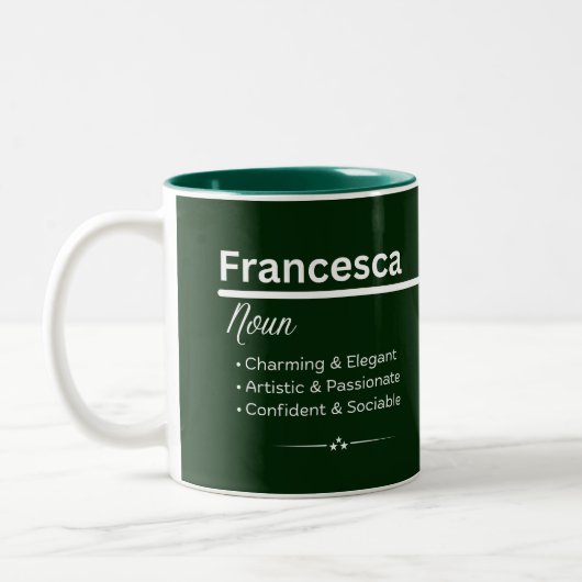 Francesca Personalized Name Coffee Mug Tweekleurige Koffiemok (Links)