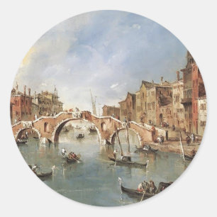 Francesco Guardi-Three Arched Bridge in Cannaregio Ronde Sticker
