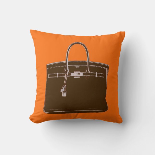 FRANCH BAG PILLOW BROWN/ORANJE KUSSEN (Voorkant)