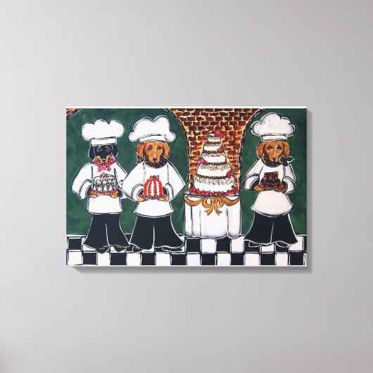 FRANCH CHEF DACHSHUNDS CANVAS AFDRUK (Voorkant)