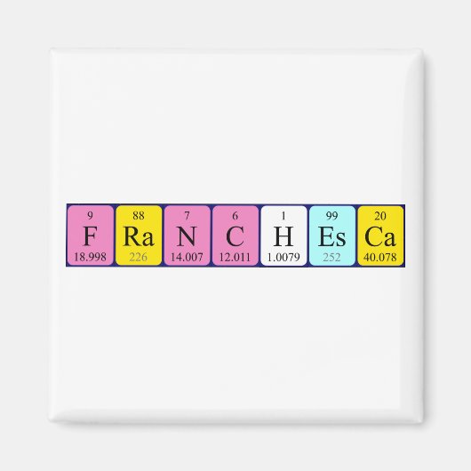 Franchesca periodiek table name magnet magneet (Voorkant)