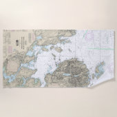 Franchman Bay en Mount Desert Island Chart Strandlaken (Voorkant)