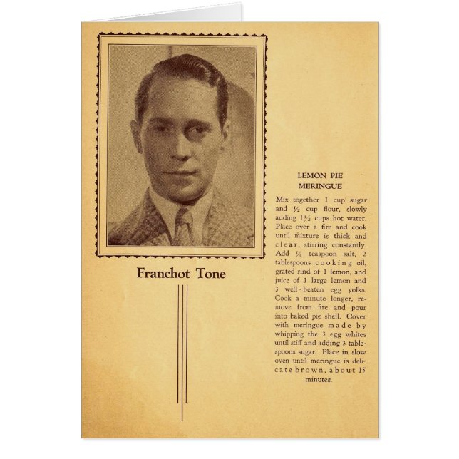 Franchot Tone Lemon Merigue Pie Recipe (Voorkant)