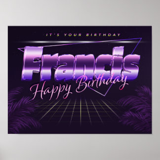 Francis Name Vorname lila retro Poster Geburtstag
