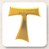 Franciscan Tau Cross Pax et Bonum Gold Metallic Bier Onderzetter (Voorkant)