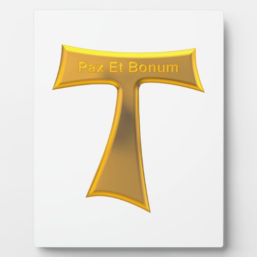 Franciscan Tau Cross Pax et Bonum Gold Metallic Fotoplaat (Voorkant)