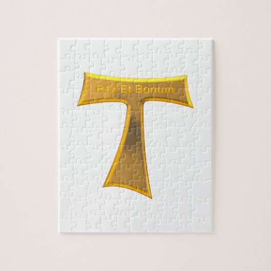 Franciscan Tau Cross Pax et Bonum Gold Metallic Legpuzzel (Verticaal)