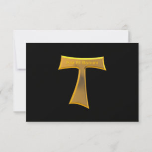 Franciscan Tau Cross Pax et Bonum Gold Metallic RSVP Kaartje