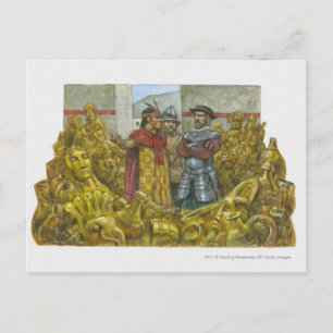 Francisco Pizarro naast Inca Emperor Atahualpa Briefkaart