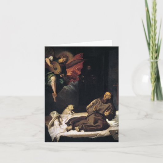 Franciscus van Assisi met engelmuziek Notitiekaartje (Voorkant)