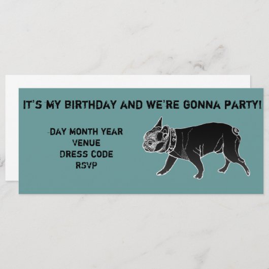 François le Invitation d'anniversaire du Bulldog f (Devant / Derrière)