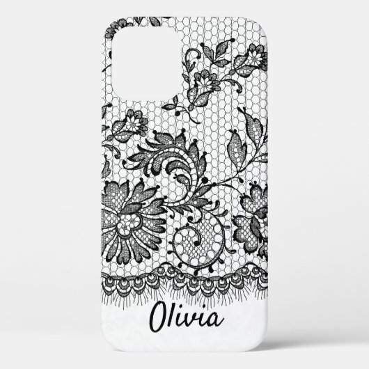 Frange de dentelle noire sur coque iphone Coque bl (Verso)