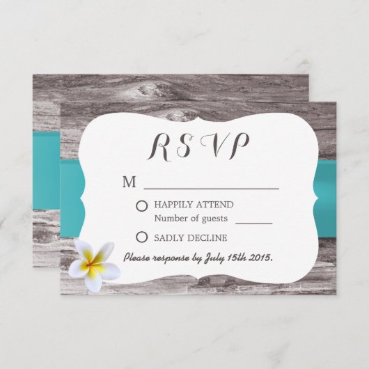 Frangipani Blanc Classique Mariage Bleu RSVP (Devant / Derrière)