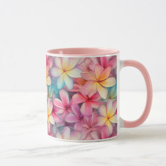 Frangipani Bloemen Kleurrijk Tropisch Patroon Mok