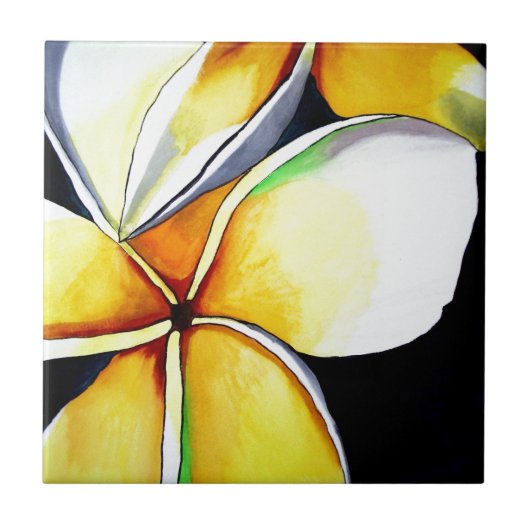Frangipani-bloemkunst Tegeltje (Voorkant)
