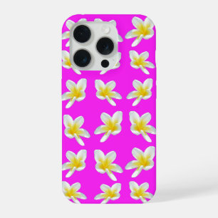 Frangipani Blush: Gele Frangipani Bloesems Op Roze iPhone 15 Pro Hoesje