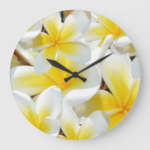 Frangipani Bouquet, grote ronde wandklok. Klok