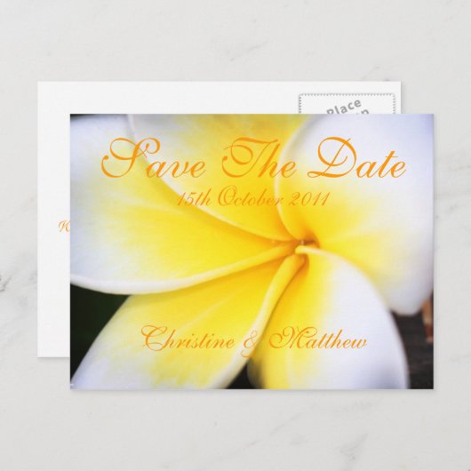 Frangipani - De datum opslaan Aankondigingskaart (Voorkant / Achterkant)