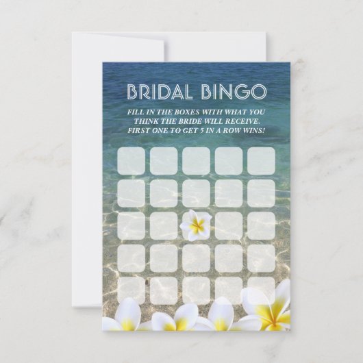 Frangipani Flower Beach Wedding Bridal Bingo Carte (Devant)