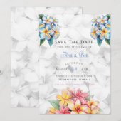 Frangipani Hawaiian Wedding Save the Date Kaart (Voorkant / Achterkant)
