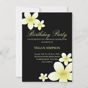 Frangipani jaune et noir Invitation d'anniversaire
