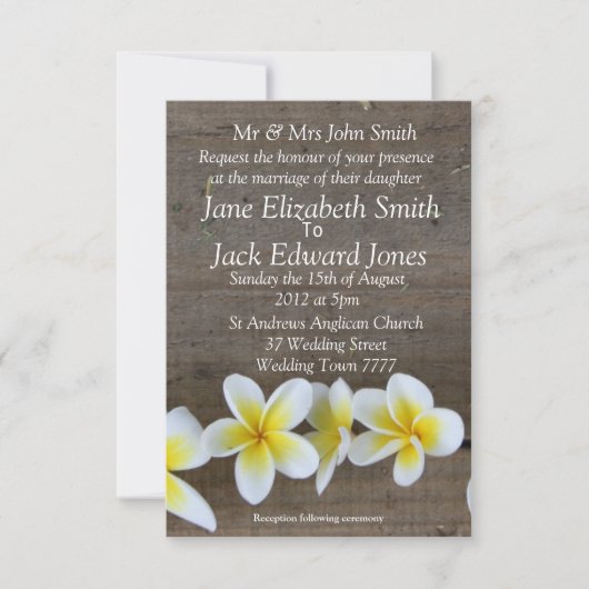 Frangipani Plage Mariage sur mesure Invitations (Devant)