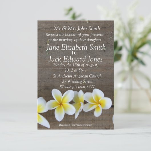 Frangipani Plage Mariage sur mesure Invitations (Debout devant)