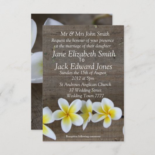 Frangipani Plage Mariage sur mesure Invitations (Devant / Derrière)
