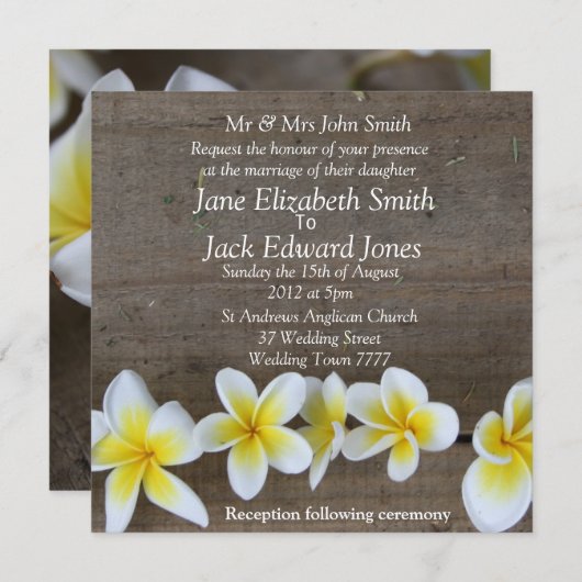 Frangipani Plage Mariage sur mesure Invitations (Devant / Derrière)