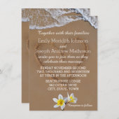 Frangipani Plumeria Ocean Wave Wedding Invitations (Devant / Derrière)