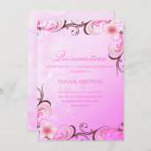 Frangipani Quinceañera rose/Brown Invitation d'ann (Devant / Derrière)