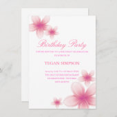 Frangipani rose et blanc Invitation d'anniversaire (Devant / Derrière)