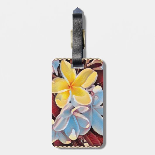 Frangipani Tree Pop Art, Bagagelabel (Achterkant verticaal)