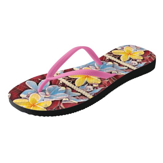 Frangipani Tree Pop Art, Teenslippers (Schuin)