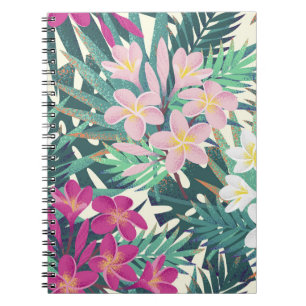 Frangipani Tropical: roze-wit . Notitieboek
