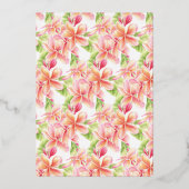 Frangipani waterverf bloemenbruidslunch folie uitnodiging (Achterkant)